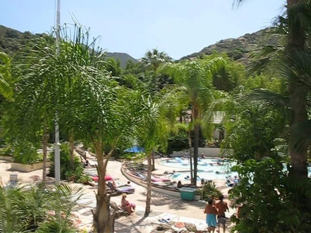 Glen Ivy Hot Springs pool and palm-lined grounds (archive photograph)
