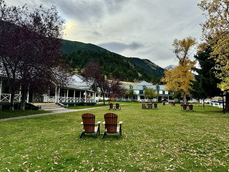 Resort lawn and historic buildings at Chico Hot Springs (archive photograph)