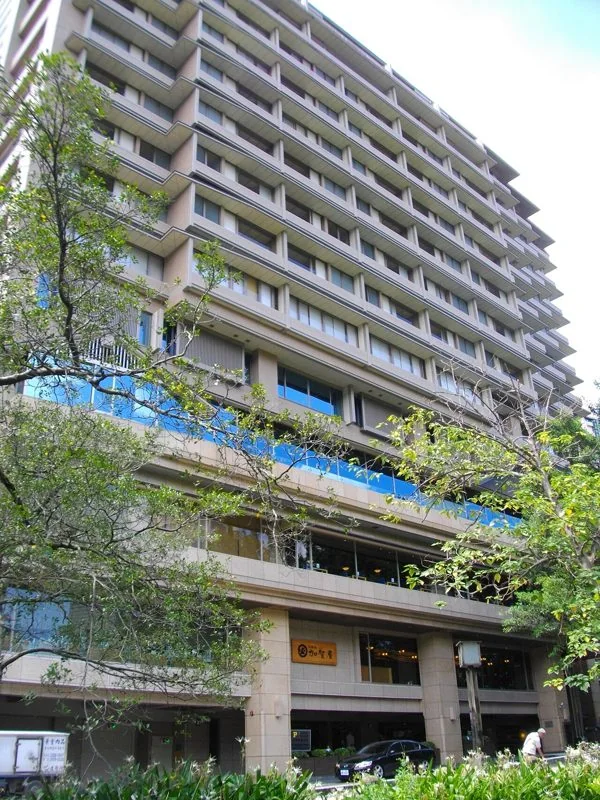 Hotel facade and entrance at Radium-Kagaya International Hotel (archive photograph)